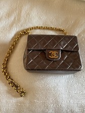 1990’s Chanel Crush Flap Quilted Lambskin Leather Bag Gray