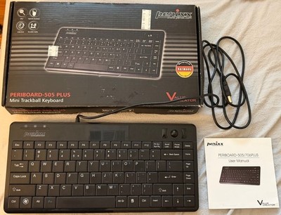 PERIXX OPTICAL TRACKBALL KEYBOARD PERIBOARD-505 PLUS 5V 200mA Open Box