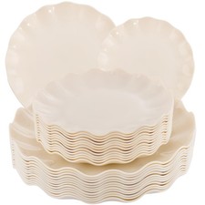 LIYH 24 Pcs Plastic Plates Reusable,Unbreakable Dinner Plates, Scalloped Plas...