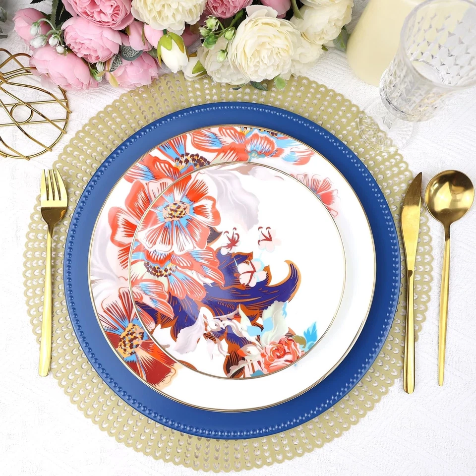 Set of 12 Plastic Blue Charger Plates, Elegant Chargers for Table Dinner Deco... - Image 2 of 4