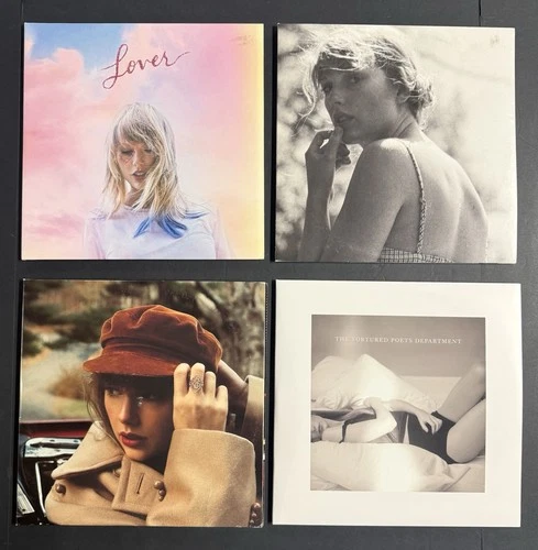 LOT 4 Used: TAYLOR SWIFT VINYLS- Folklore, Lover, Tortured Poets Department, Red