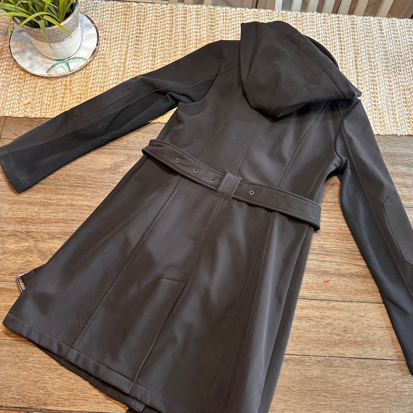 BCBGeneration Black Hooded Soft Shell Trench Coat… - image 7