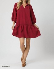 Umgee V-Neck Tiered Mini Dress Size M