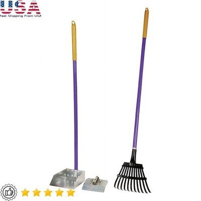 Aluminum Dog Waste Pick Up Tool Kit W/ Rake & Scoop Multi-Function Yard Cleaner
