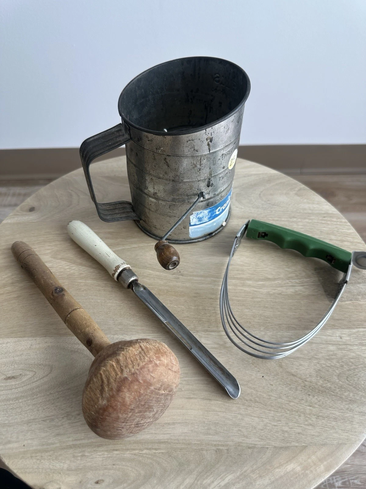 Rustic Vintage Kitchen Utensils Primitive Farmhouse Wood/Stainless Steel Baking