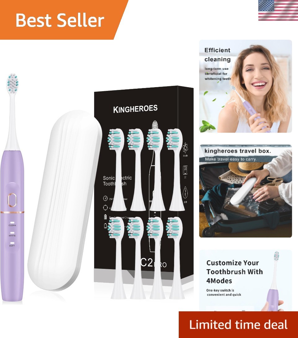 Advanced Sonic Electric Toothbrush - 42000 VPM, 60-Day Batte