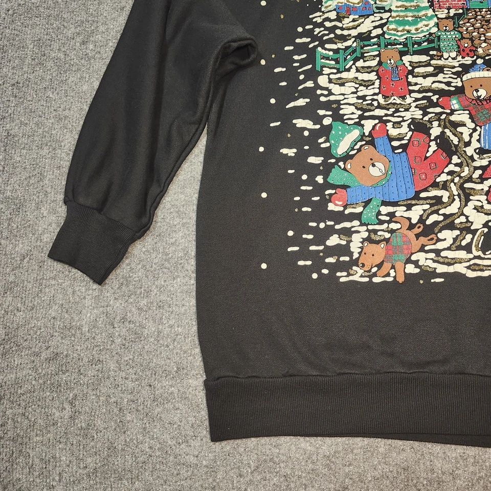 Suéter Vintage Mujer L/XL Oso de Peluche Negro Vacaciones Abuela Cascanueces 1994 Foto 3 de 4