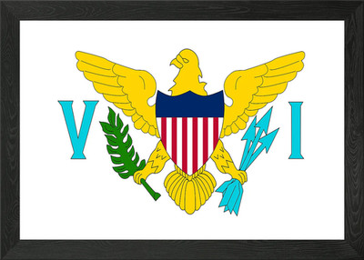 Jungferninseln Flagge gerahmtes Wandbild Poster Leinwanddruck Bild