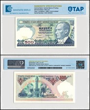 Turkey 500 Lira, L.1970 (1983 ND), P-195a.3, UNC, Authenticated