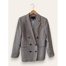 J. Crew Bristol Blazer Academia Italian Linen Pecan Ivory Herringbone 6 Women s