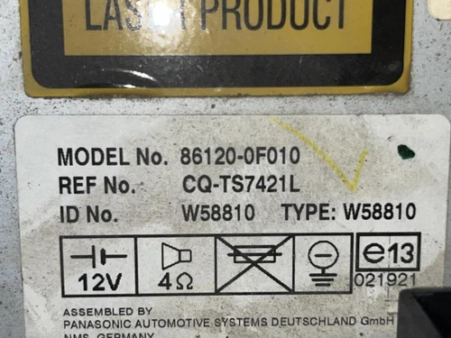 861200F010 Sistema Audio/Radio Cd para TOYOTA COROLLA VERSO (E12) 107713 - Imagen 3 de 3