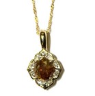 New 14k yellow gold 1.58ct yellow brown diamond Halo pendant necklace 2.9g 16" — photo 9