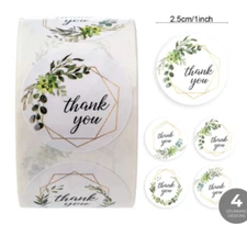 40 THANK YOU STICKER FLORAL ENVELOPE SEAL LABEL STICKERS 1" FREE SHIPPING