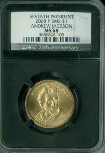 2008 P ANDREW JACKSON PRES. DOLLAR NGC MS68 SMS 25TH RETRO POP 8 SPOTLESS *