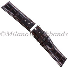 18mm deBeer Brown Crocodile Grain Handcrafted Padded Stitched Mens Band Regular
