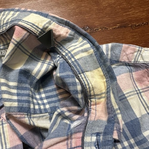 Michael Bastian Button Up Shirt Mens L Blue Tartan Plaid Short Sleeve Preppy Dad - Picture 5 of 15