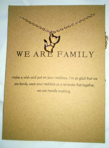 We Are Family Gold Tone Cat Necklace 18" Long - Picture 2 of 2