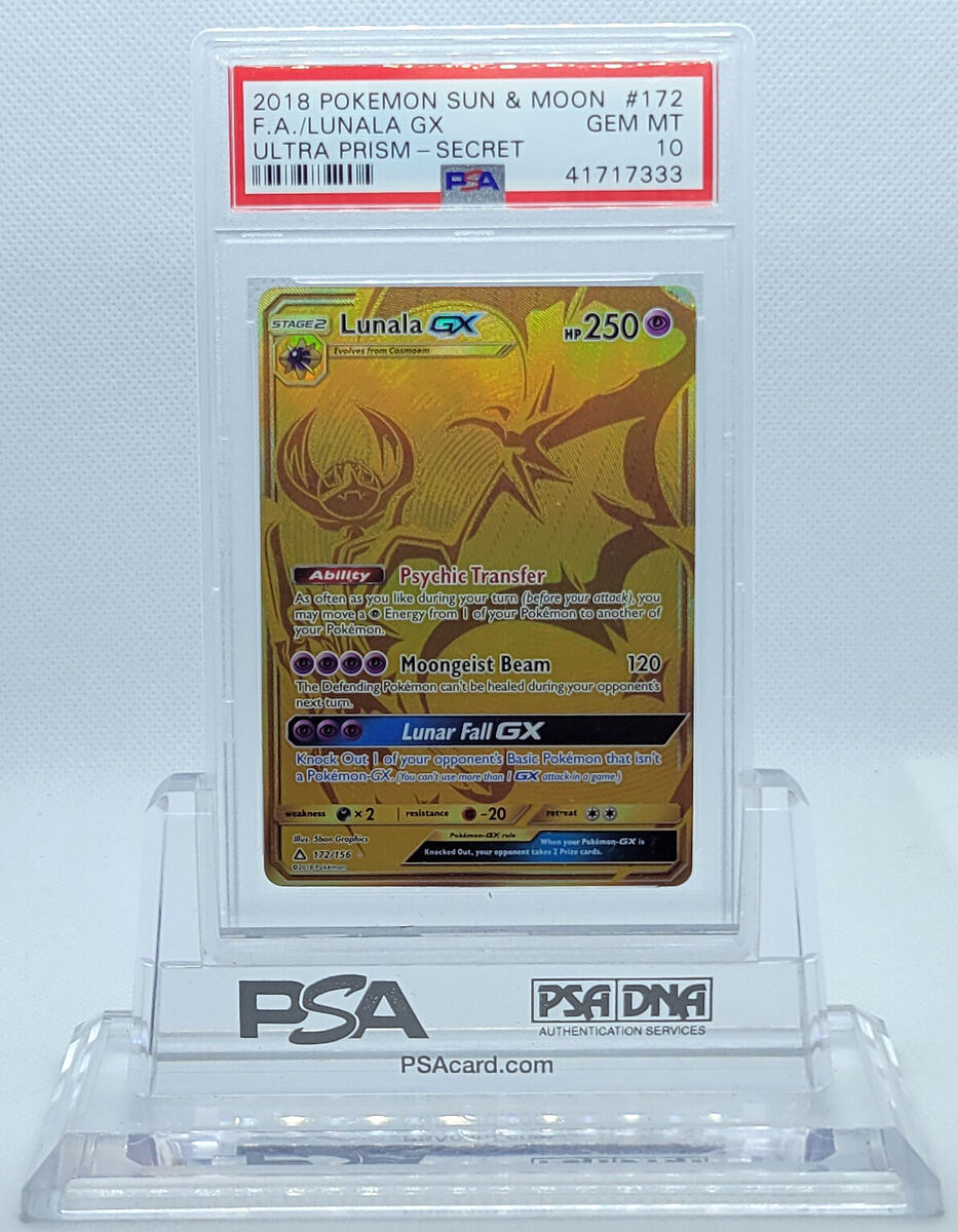 PSA 8 Pokemon Ultra Prism Gold Secret Rare Lunala GX 17