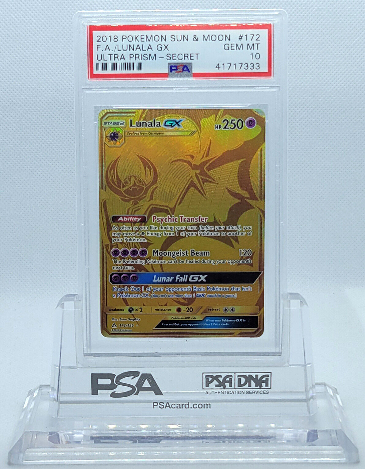 Lunala GX Pokémon Sun & Moon 66/149 - GEM MINT PSA 10