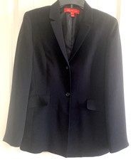 Vintage Anne Klein Womens Blazer Jacket Black Sz 8 Shoulder Pads Quiet Luxury