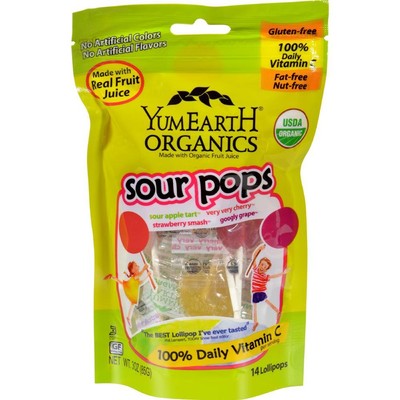 Yummy Earth Organic Super sour standup lollipops - 3oz - case of 6 (810165011656)