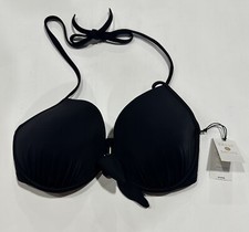 Womens' Lightly Lined Tie Front Bikini Top - by Shade  Shore - Black 32DDD