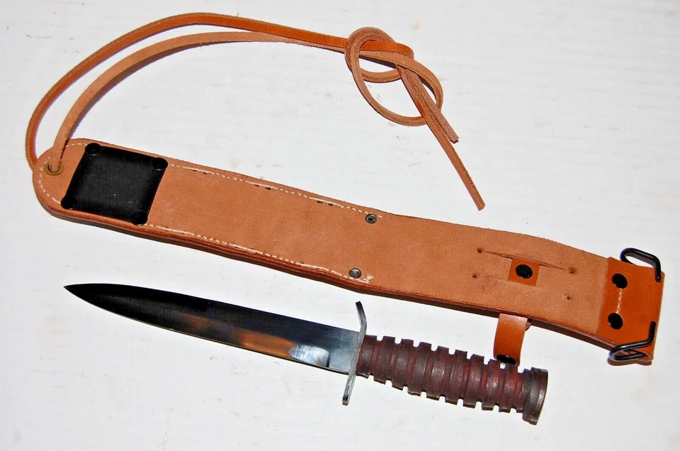 Cuchillo de lucha KA M3 de la Segunda Guerra Mundial con funda de cuero M6 - barra de cinturón - reproducción de la Segunda Guerra Mundial Foto 3 de 4