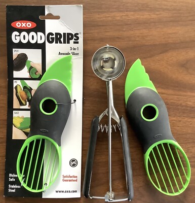 (2) OXO GOOD GRIPS 3-IN-1 AVOCADO SLICER & (4) 1.5 T COOKIE SCOOP UTENSILS 