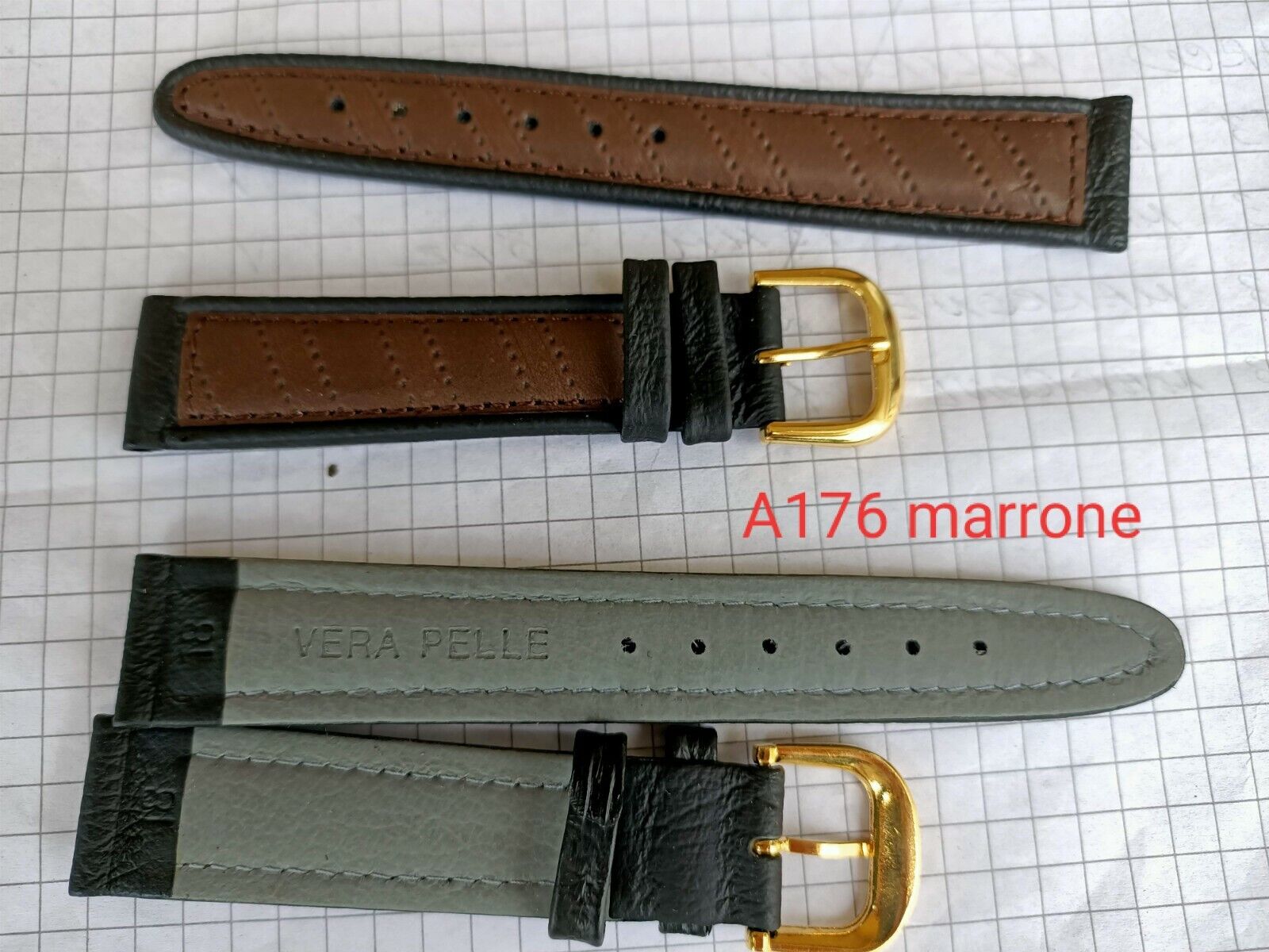 LOTTO STOCK CINTURINI IN PELLE x OROLOGIO - VARIE MISURE, GOLD e NERI Mod.A176 - Zdjęcie 4 z 11