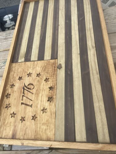 rustic wooden american flag - Zdjęcie 1 z 2