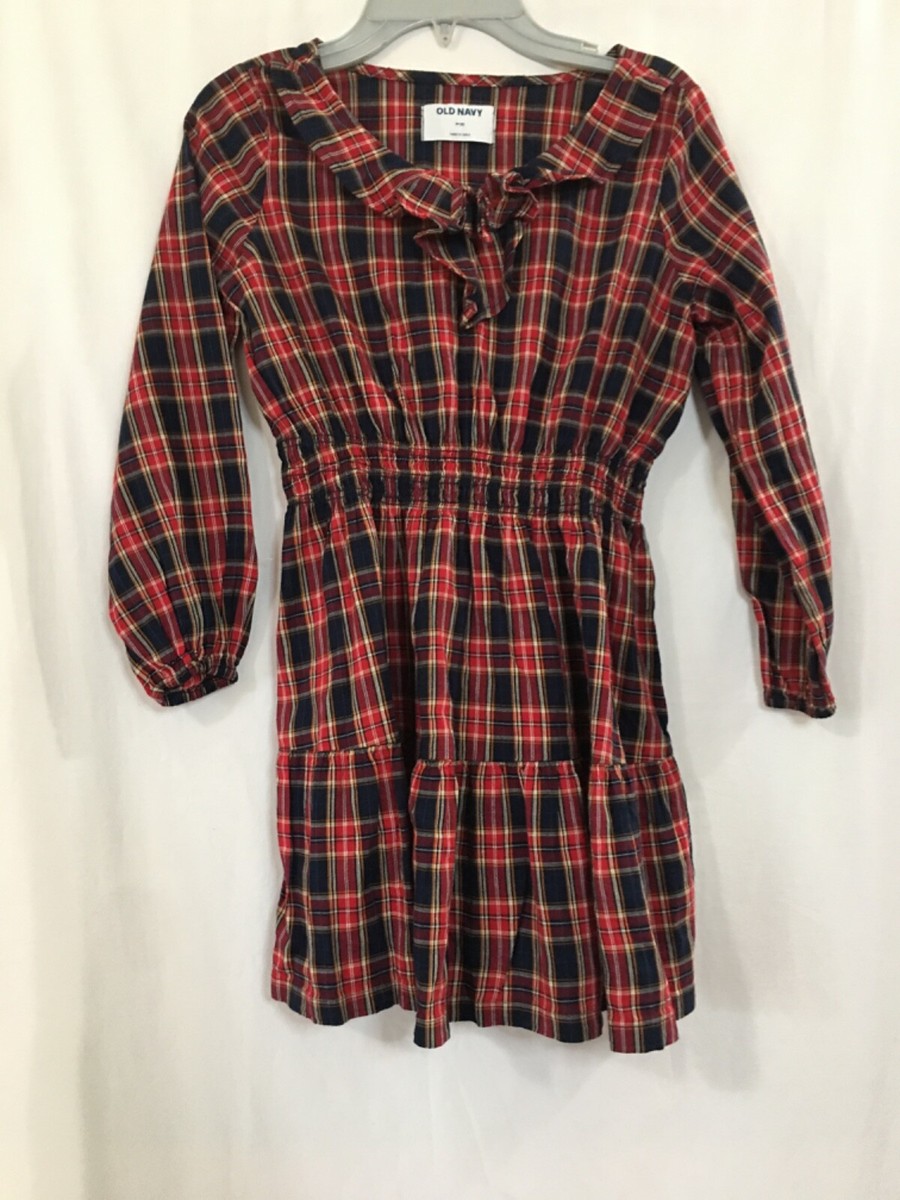 NWT Old Navy Girls Red Plaid Christmas Holiday Dress Long Sleeve M,XL NWT Old Navy Girls Red Plaid Christmas Holiday Dress Long Sleeve M,XL