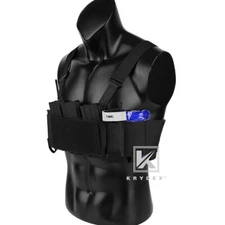 KRYDEX Concealed Carry Low Vis Ready Chest Rig Elastic Cummerbund MagPouch Black