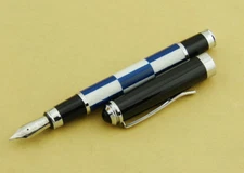 Luxury Fuliwen Celluloid Fountain Pen Medium Nib Writing Pen - Blue and White