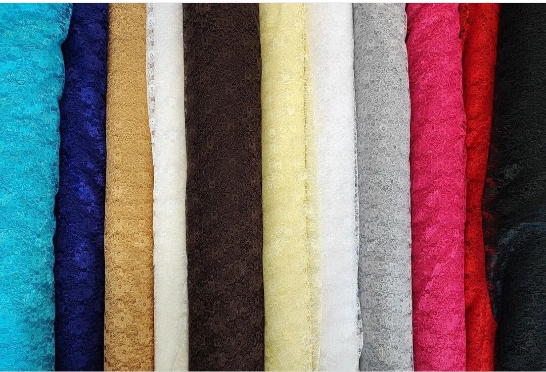 Bonito Presupuesto Floral Encaje Boda Artesanal Vestido Tela Material Todos los Colores 114cm