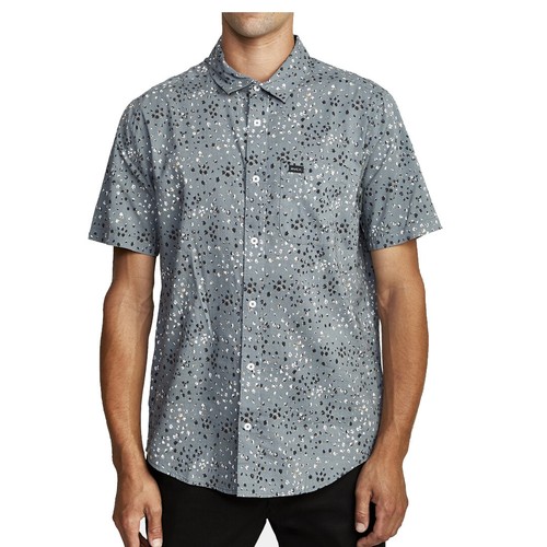 RVCA "Oliver" Short Sleeve Button Up Tee (Sage) Men's Dress Shirt