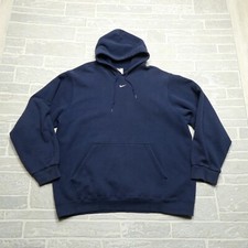 VINTAGE Nike Center Swoosh Hoodie Size XL Blue Hooded Sweatshirt Y2K
