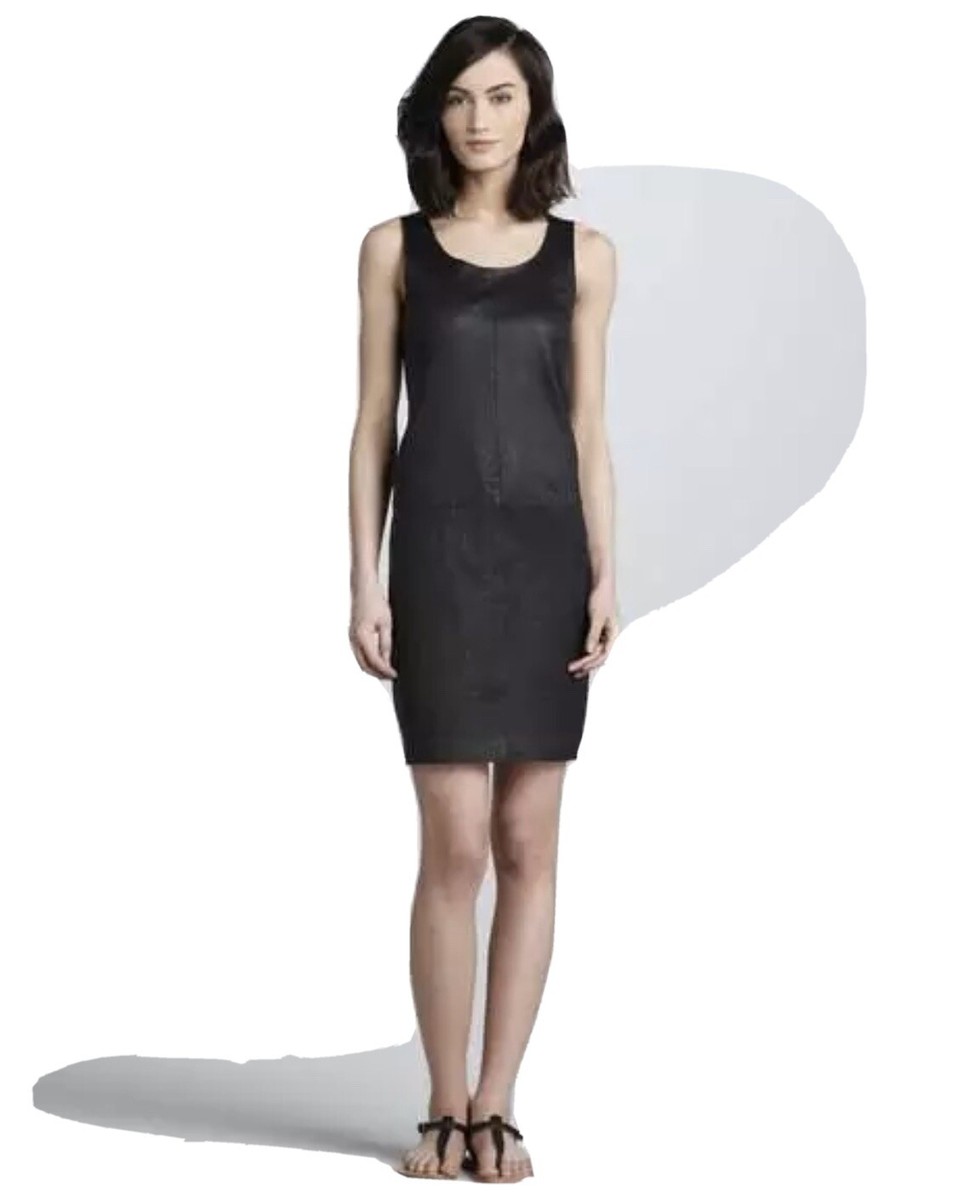 NWT Vince Stretch Leather Pencil Dress Black 6/S/Small $1250