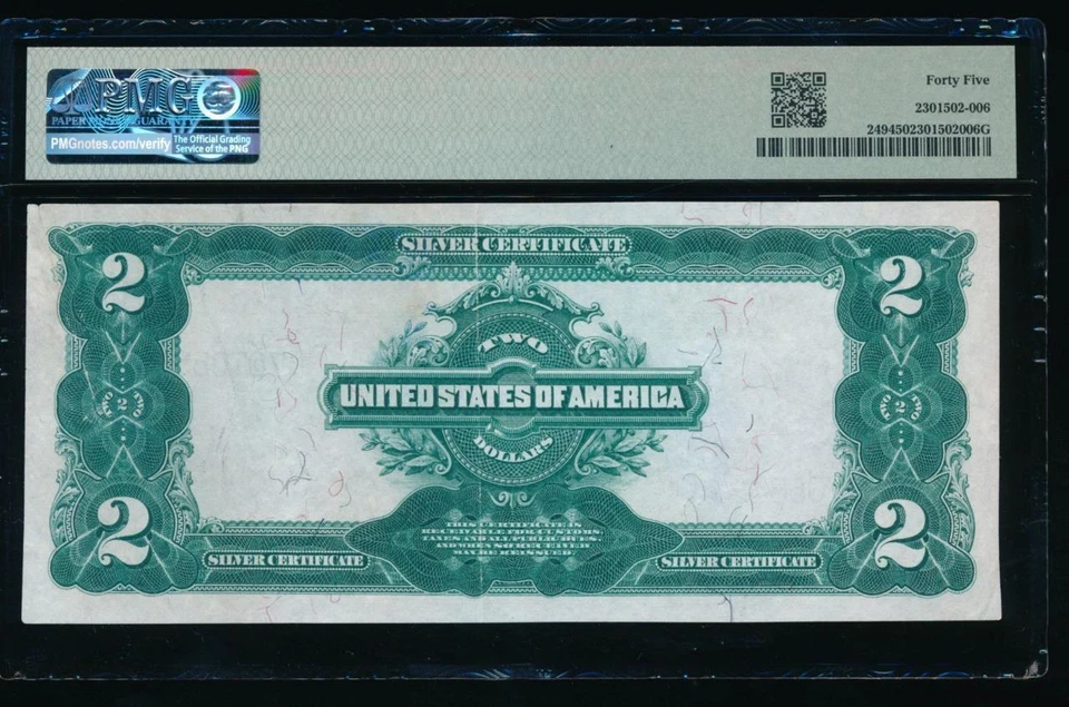 AC Fr 249 1899 $2 Silver Certificate PMG 45 - Image 2 of 2