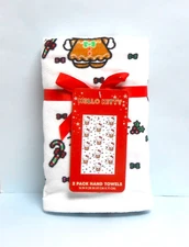 Sanrio Hello Kitty Christmas 2 White Hand Towels GINGERBREAD KITTY