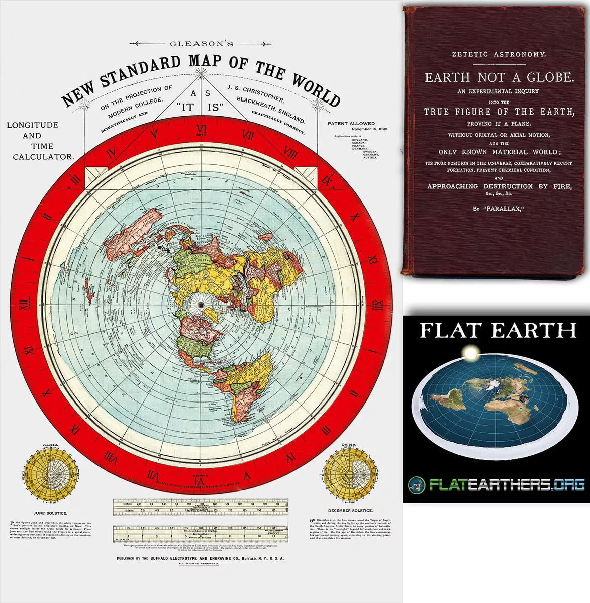 Gleason's New Standard Map of the World 1892. Vintage 