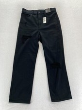 Express Pants Women's 6 Black Stretch Knit Straight Leg Distressed High Rise NWT