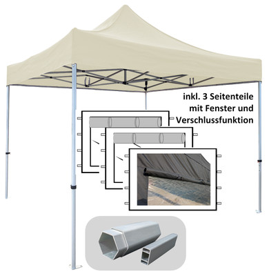 PROFI-ZELTE Pavillon 3x3  Aluminium HEXAGON (Faltpavillon Alu Partyzelt Pop-UP)