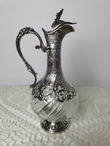 Caraffa /decanter in cristallo argentato Minerva francese H 23cm - Picture 5 of 6