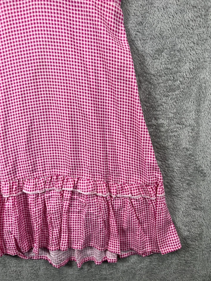Jessica Simpson Womens XS Pink Gingham Dress Ruffle Embroidered Cottage Smocked - image 3 of 4