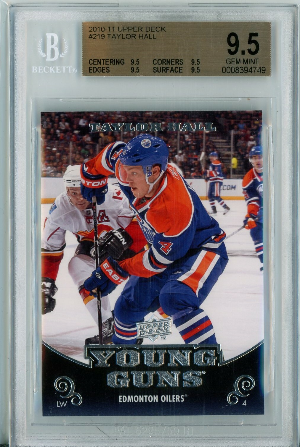 2010-11 Upper Deck YOUNG GUNS #219 Taylor Hall RC - BGS 9.5 GEM MINT / TRUE GEM