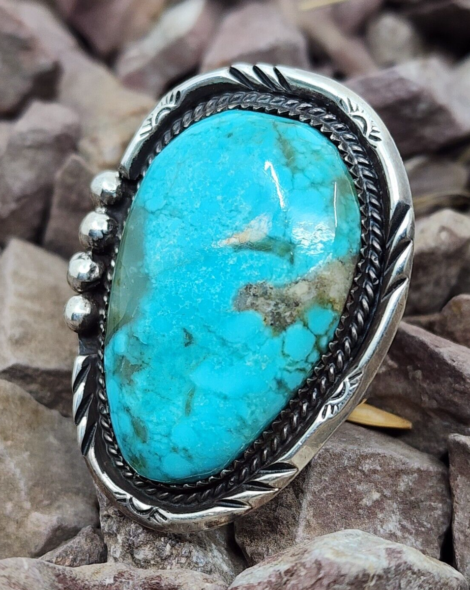 アクセサリー Navajo large Turquoise silver ring@#21 Navajo large Turquoise silver ring@#21