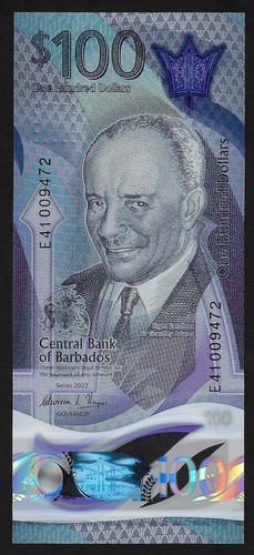 BARBADOS 100 DOLLARS 2022 PIK- 85 POLYMER GEM UNC