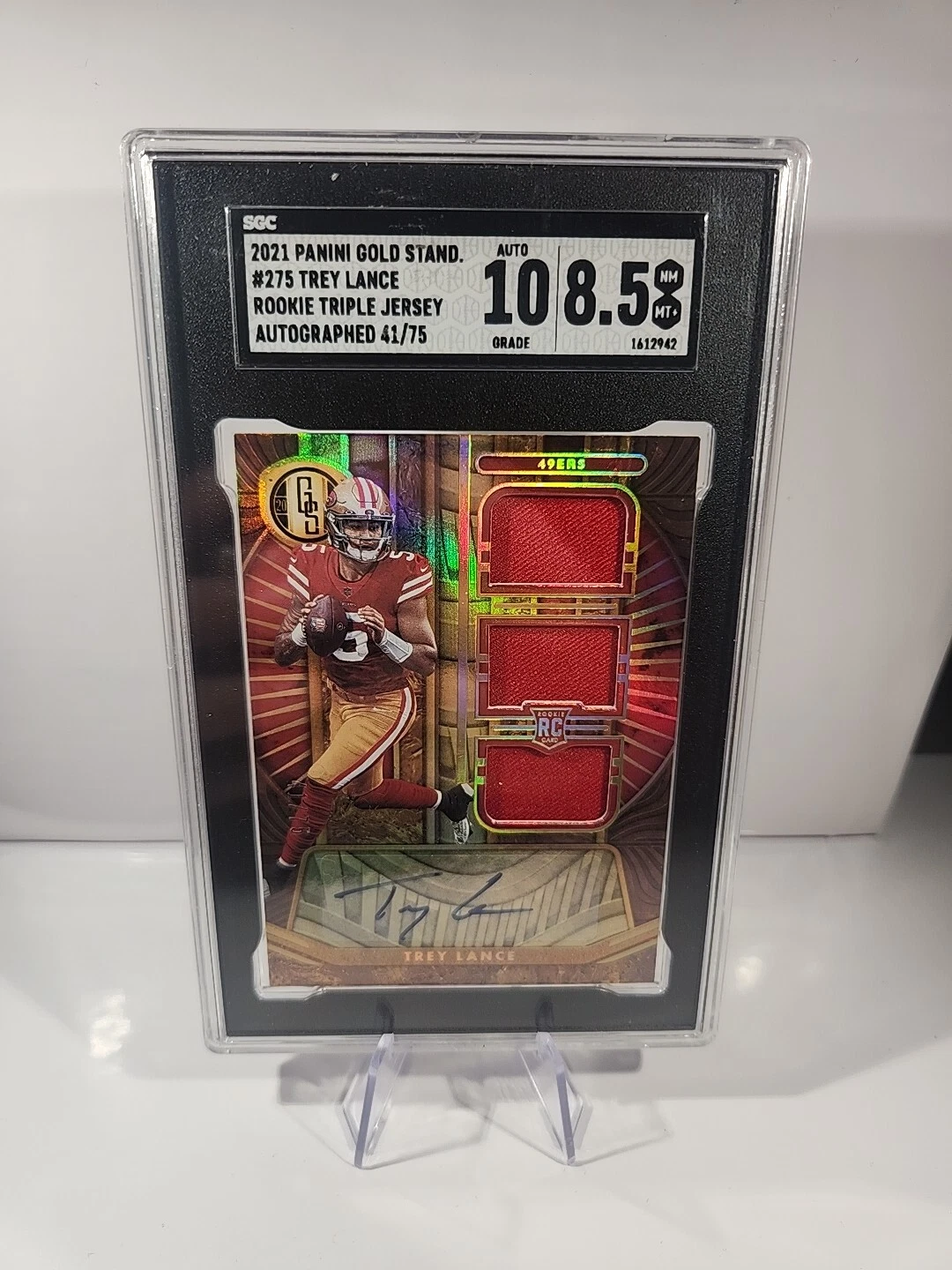 Trey Lance Panini Gold Standard #275 Rookie Jersey Autographs Triple-Prime