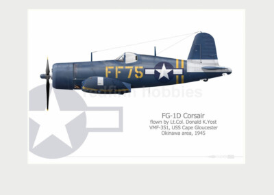 Warhead Illustrated FG-1D Corsair VMF-351  #FF75 Aircraft Print