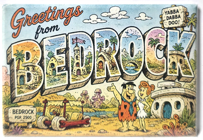 Greetings From Bedrock Flintstones Cartoon Retro 2x3 MAGNET FREE SHIP USA 80s